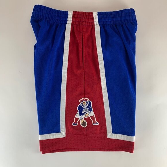 New England Patriots Retro Blue Red Mitchell & Ness Athletic Shorts Large New - Picture 7 of 7